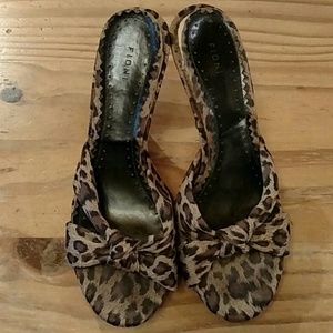 Leopard print sandals with heels. Size 5.5.  Sexy!